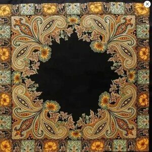 BLACK/GOLD MIXED COLORS ~ SILKY WILD RAG SCARF NEW IN PKG ORNAMENTS COLLEX